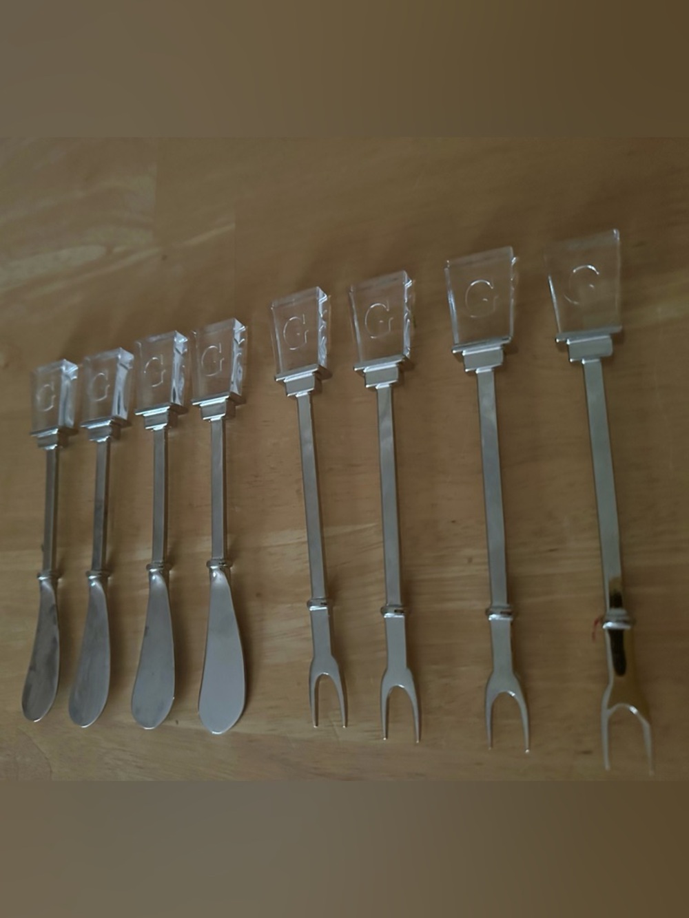 Clear-Top Stainless Appetizer Forks & Spreaders
